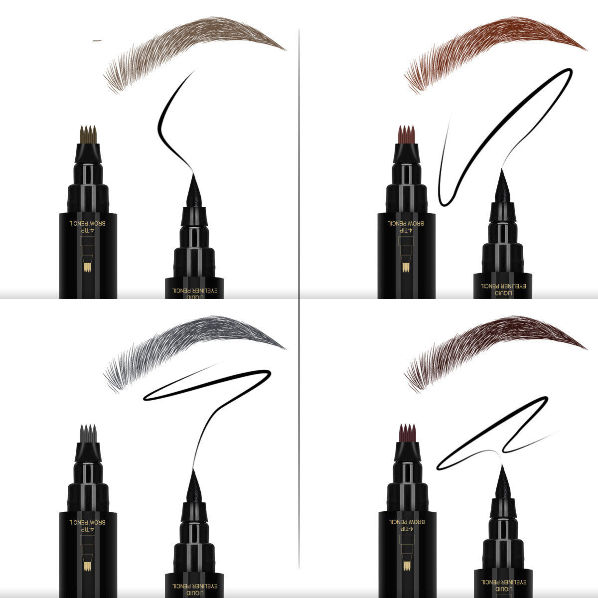 Double Headed Self-adhesive Eyeliner And Four-pointed Water Eyebrow Pencil