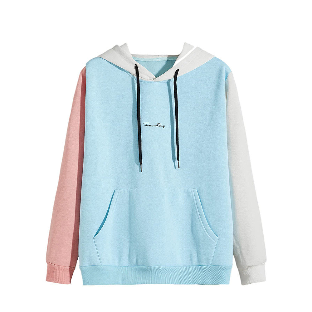 Unisex Patchwork Hooded Pullover