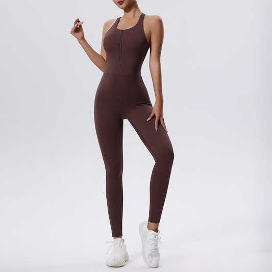 Women's sleeveless fitness one-piece tights.