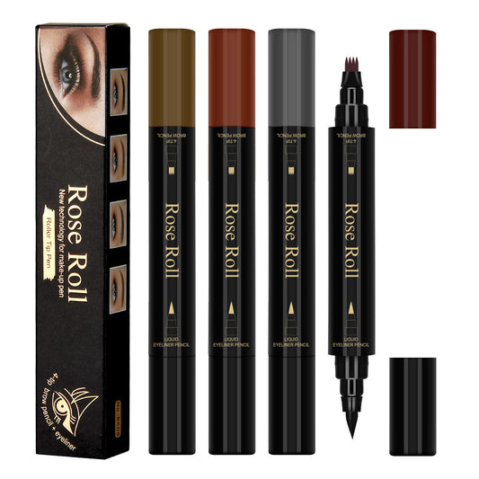 Double Headed Self-adhesive Eyeliner And Four-pointed Water Eyebrow Pencil